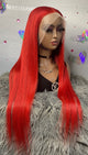 30” Red Deep middle part 100% Human hair 180% density 13x6 with elastic band for glueless wear can be a left or right side part