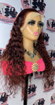 24” 13x4 Dark Red Curly Deep Wave 180%